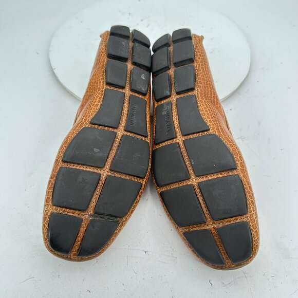 Prada Men Size 8 Brown Faux Crocodile Leather Slip On Penny Loafer Dress Shoes - Picture 8 of 13